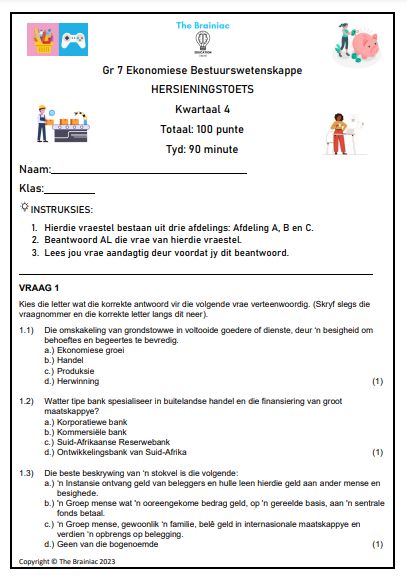Gr 7 EBW Hersieningstoets - Kwartaal 4