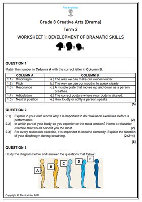 Gr 8 Drama Worksheets - Term 2