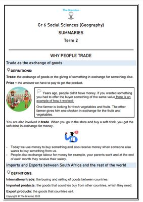 Gr 6 SS (Geography) Summaries - Term 2