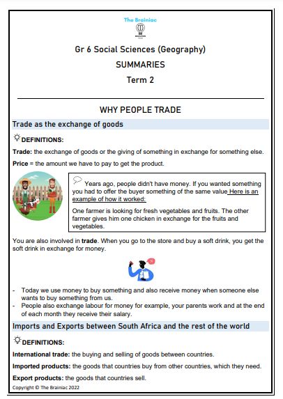 Gr 6 SS (Geography) Summaries - Term 2