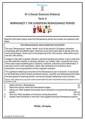 Gr 6 SS (History) Worksheets - Term 2