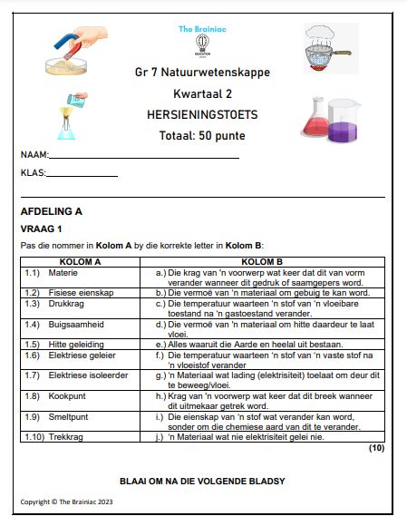Gr 7 NW Hersieningstoets - Kwartaal 2