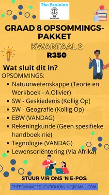 Gr 8 Opsommings Pakket - Kwartaal 2