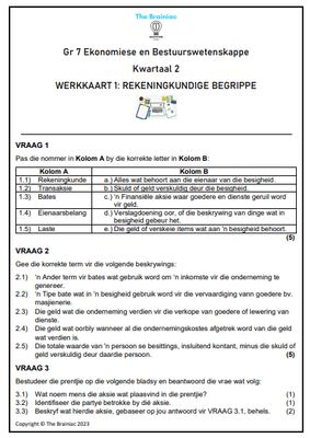 Gr 7 EBW Werkkaarte - Kwartaal 2