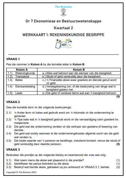 Gr 7 EBW Werkkaarte - Kwartaal 2