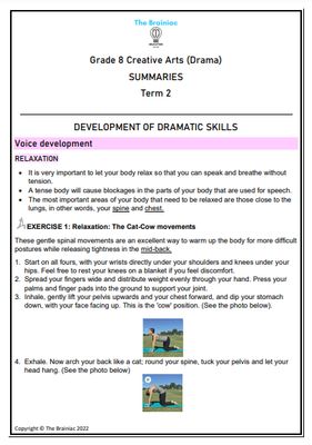 Gr 8 Creative Arts (Drama) Summaries - Term 2