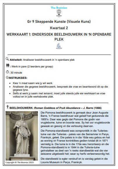 Gr 9 Visuele Kuns Werkkaarte - Kwartaal 2