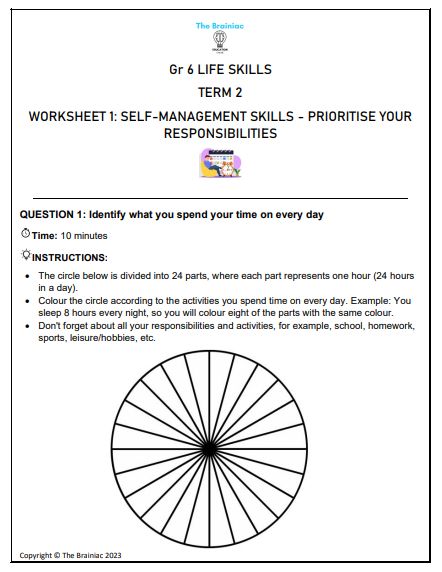 Gr 6 Life Skills Worksheets - Term 2
