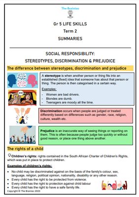 Gr 5 Life Skills Summaries - Term 2