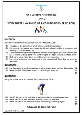 Gr 9 Dance Worksheets - Term 2