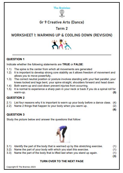 Gr 9 Dance Worksheets - Term 2