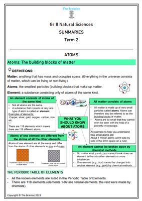 Gr 8 NS Summaries - Term 2