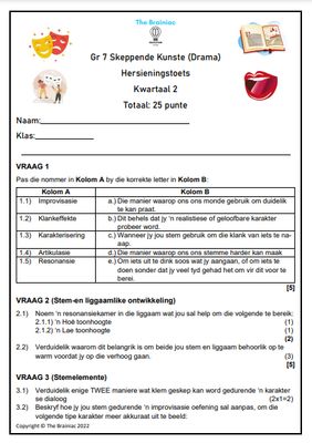Gr 7 Drama Hersieningstoets - Kwartaal 2