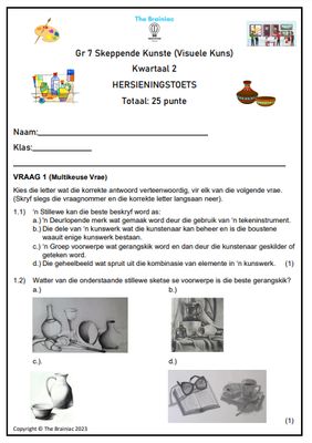Gr 7 Visuele Kuns Hersieningstoets - Kwartaal 2