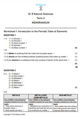 Gr 8 NS Worksheets - Term 2