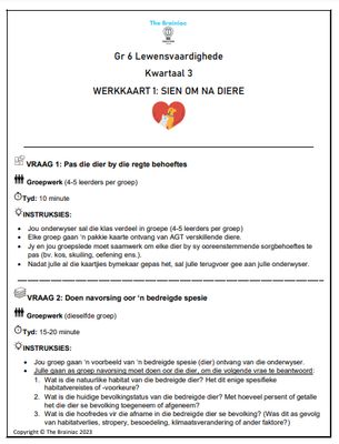 Gr 6 PSW Werkkaarte - Kwartaal 3