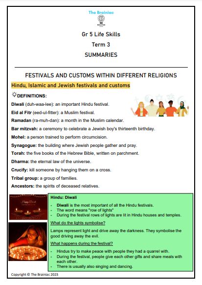 Gr 5 Life Skills Summaries - Term 3