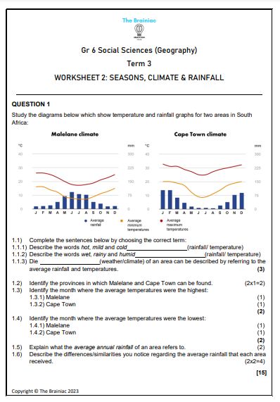 Gr 6 SS (Geography) Worksheets - Term 3