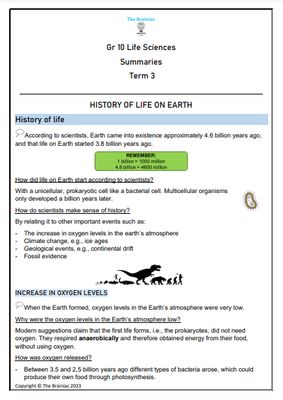 Gr 10 Life Sciences Summaries - Term 3