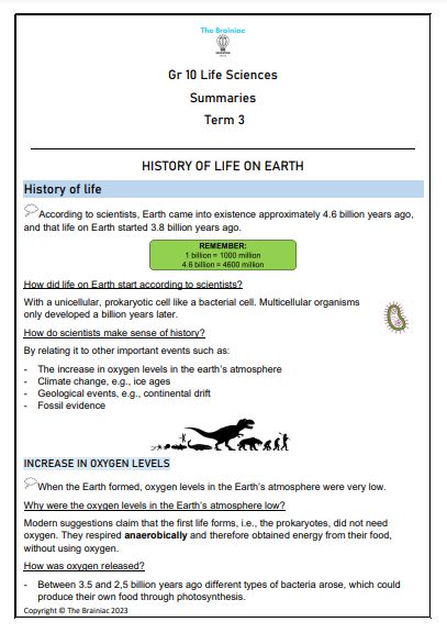 Gr 10 Life Sciences Summaries - Term 3