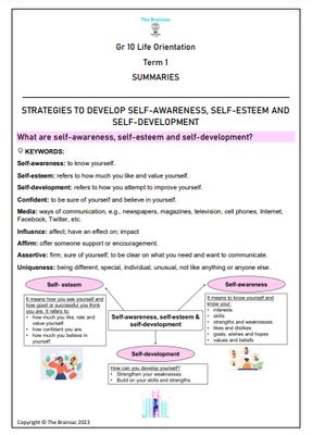 Gr 10 Life Orientation Summaries - Term 1