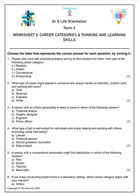 Gr 8 LO Worksheets - Term 2