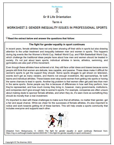 Gr 8 LO Worksheets - Term 4