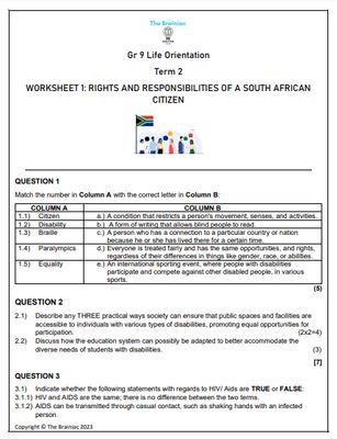 Gr 9 LO Worksheets - Term 2