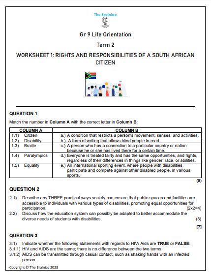 Gr 9 LO Worksheets - Term 2