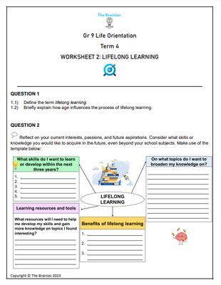 Gr 9 LO Worksheets - Term 4