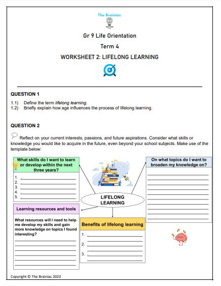 Gr 9 LO Worksheets - Term 4
