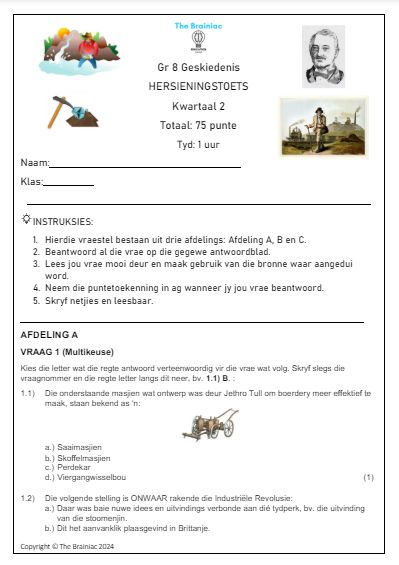 Gr 8 SW (Geskiedenis) Hersieningstoets - Kwartaal 2