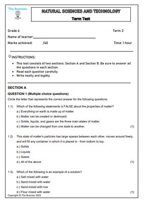 Gr 6 NST Assessment (Term Test) - Term 2