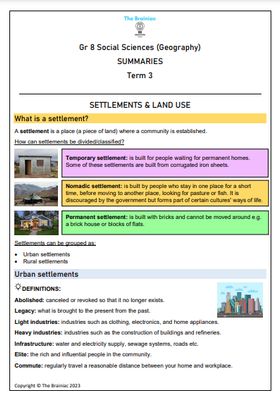 Gr 8 SS (Geography) Summaries - Term 3