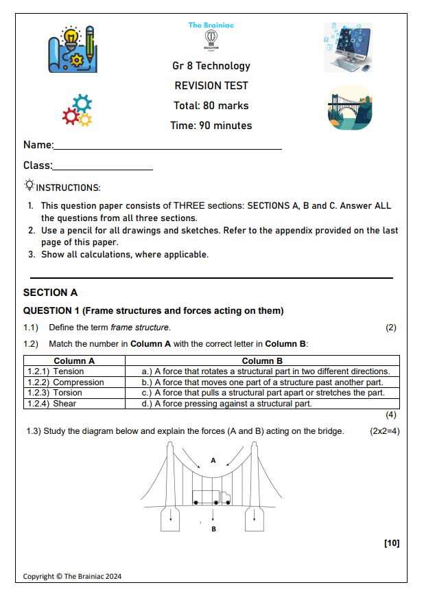 Gr 8 Technology Revision Test - Term 2