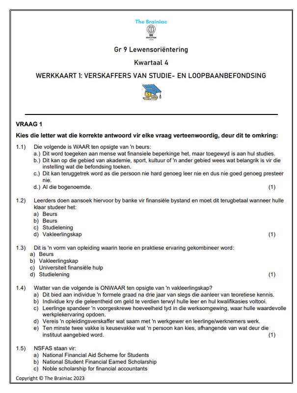 Gr 9 LO Werkkaarte - Kwartaal 4