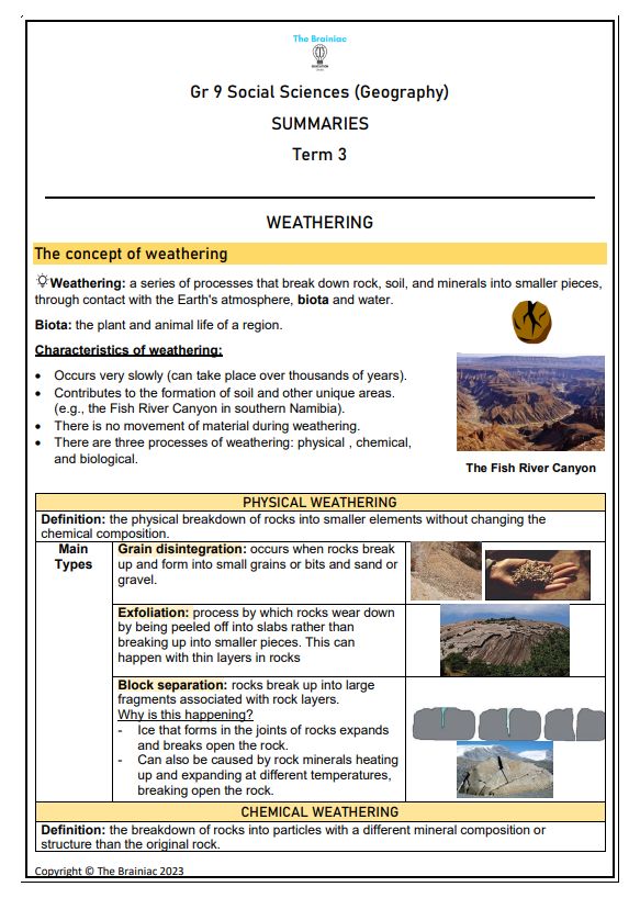 Gr 9 SS (Geography) Summaries - Term 3