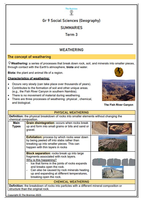Gr 9 SS (Geography) Summaries - Term 3