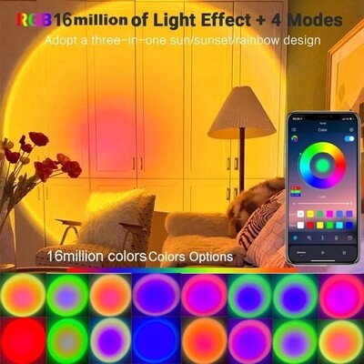 Lampe coucher de soleil 16 couleurs + telecommande et Bluetooth mode