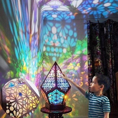 Lampe polygone multicolor