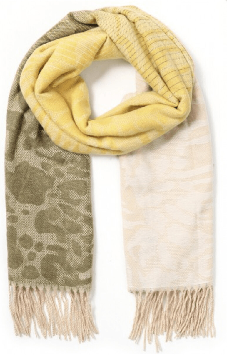 Sjaal - dierenprint - groen geel beige - 180x70cm