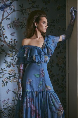 Hand Painted Blue Dress