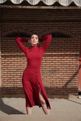 Long Sleeved Kite Dress with Buttons