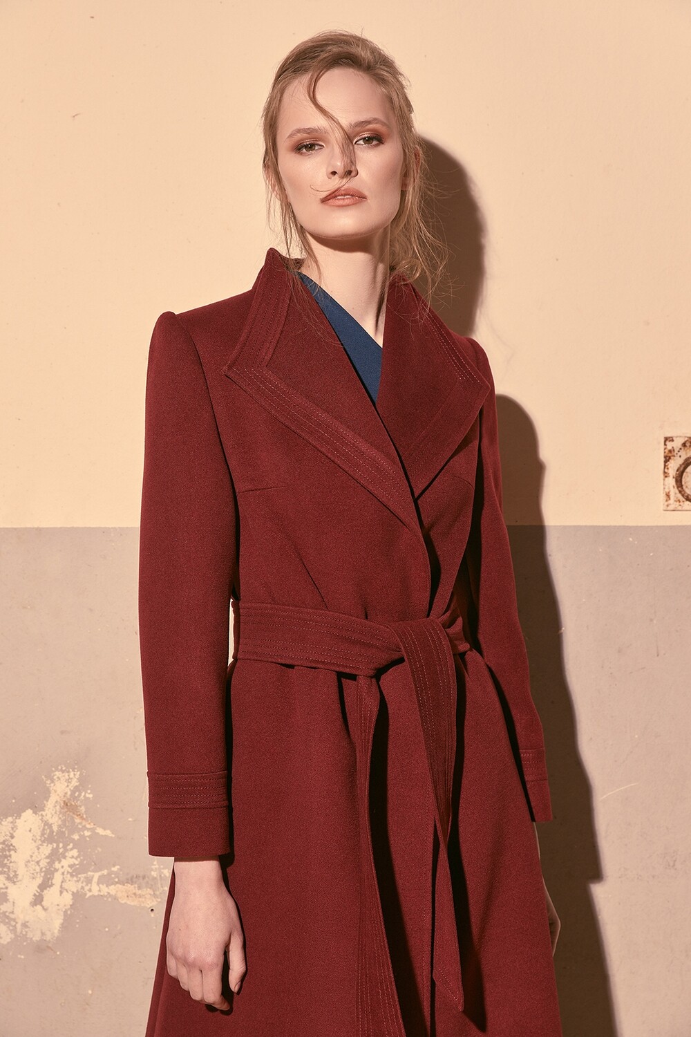 Belted Wool Coat with Lapels