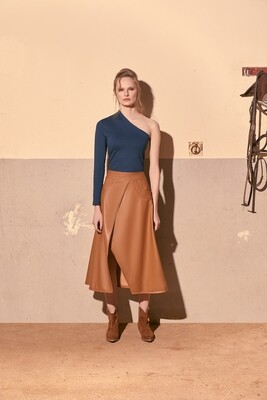 Midi Leather Skirt in Beige Midi Leather Skirt in Beige