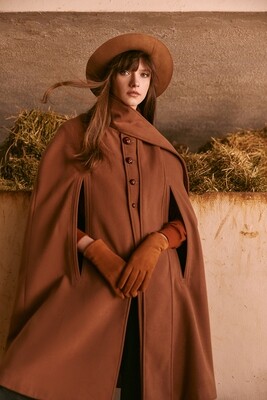 Buttoned Wool Cape