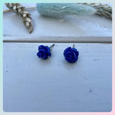 Oorbel blauwe roos (2 paar)