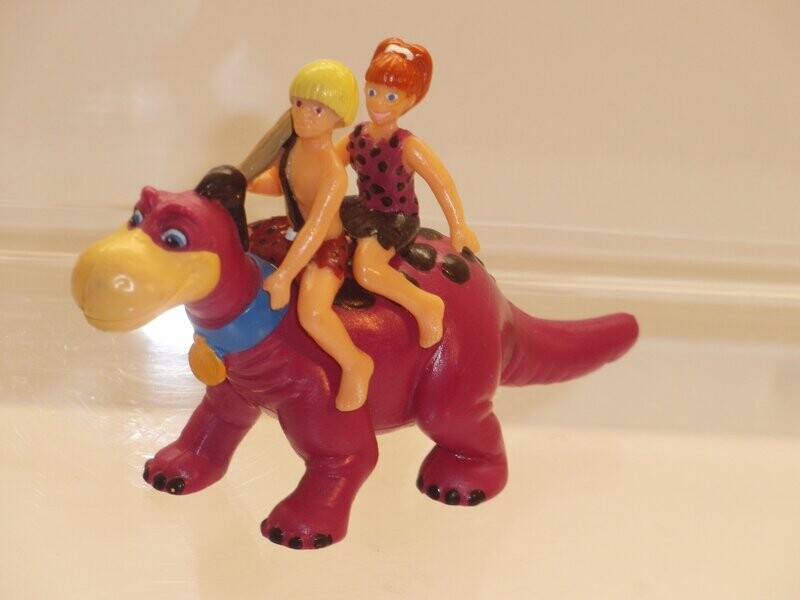 Familie Feuerstein: Mattel 90er Jahre: Bam-Bam und Pebbles auf Dino Familie Feuerstein: Mattel 90er Jahre: Bam-Bam und Pebbles auf Dino