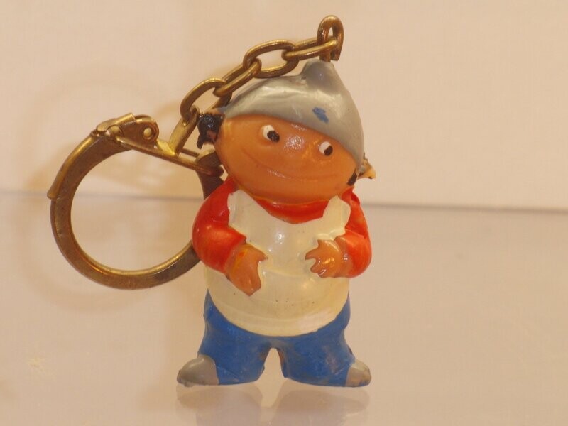 Werbefiguren: ZDF: Mainzelmännchen: Goebel 1974: Schlüsselanhänger: Anton: Mütze grau, Schürze weiß, Hose blau