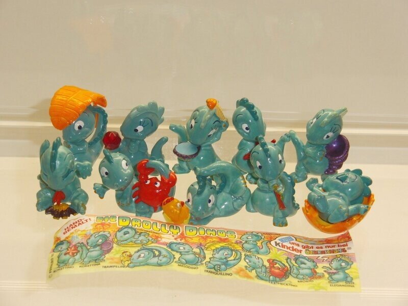 Ferrero Ü-Ei: 1993: Die Drolly Dinos: kompletter Satz mit 10 Figuren mit 1 BPZ Ferrero Ü-Ei: 1993: Die Drolly Dinos: kompletter Satz mit 10 Figuren mit 1 BPZ
